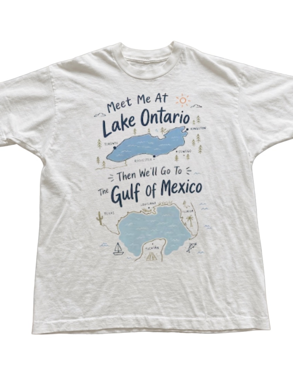 White Graphic 'Lake Ontario to Gulf of Mexico' Short Sleeve Tee